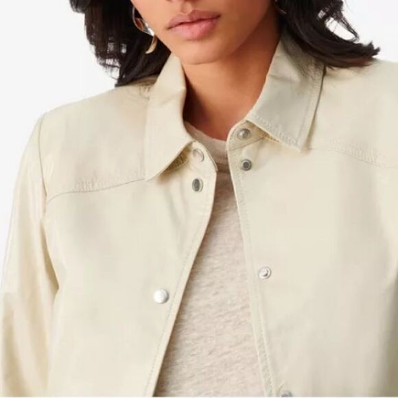 NWT IRO Devta Patent Leather Jacket Sand Size 40/ US 8 - Picture 3 of 15